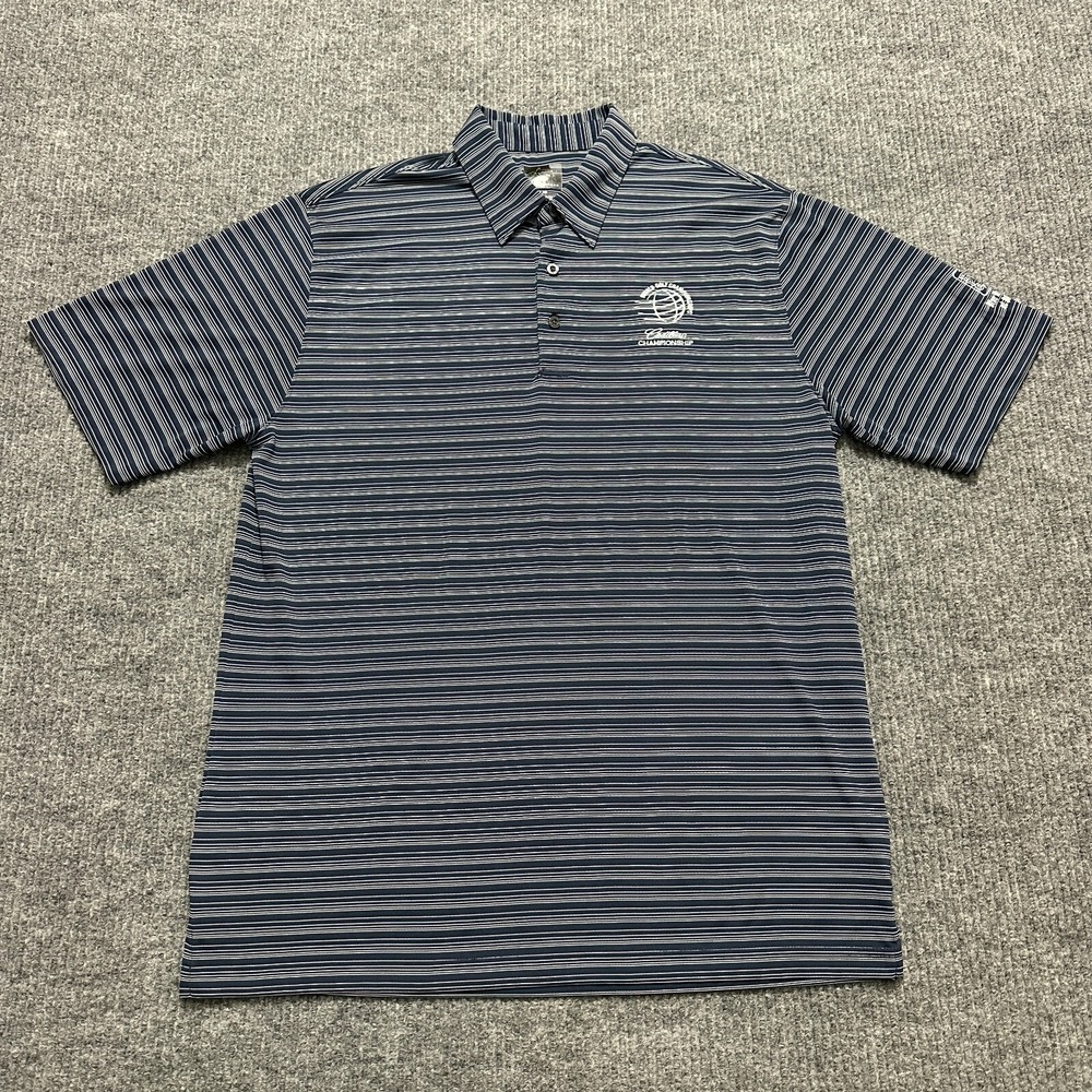 Greg Norman‎ Mens Golf Polo Shirt Size L/G Large Blue Short Sleeve Striped